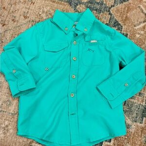Crown & Ivy Kids Aqua Button-Down Fishing Shirt 3t